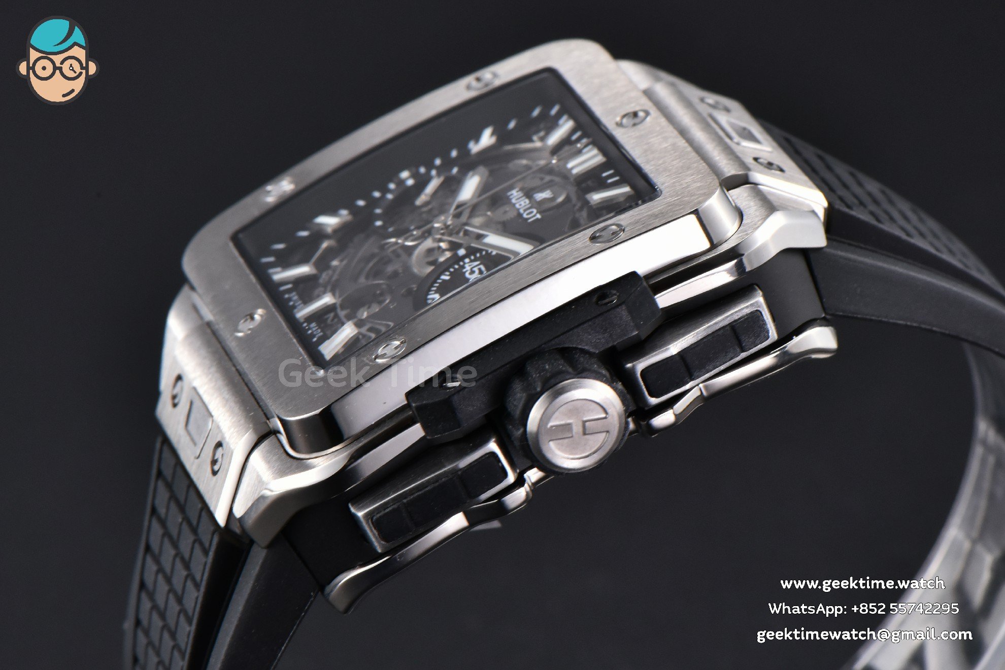Square Bang Unico 42mm BBF Titanium Skeleton Dial Rubber Strap A1280 - Image 9
