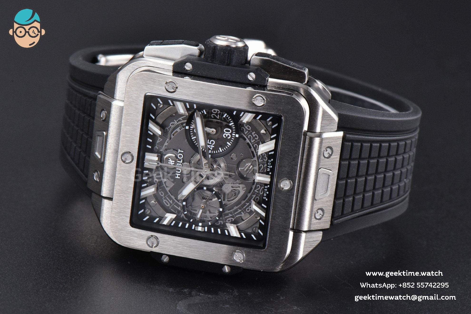 Square Bang Unico 42mm BBF Titanium Skeleton Dial Rubber Strap A1280 - Image 11
