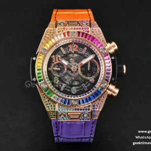 Big Bang Unico Rainbow King RG Diamond 45mm ZF skelettiert, Regenbogen-Gummiarmband A1280