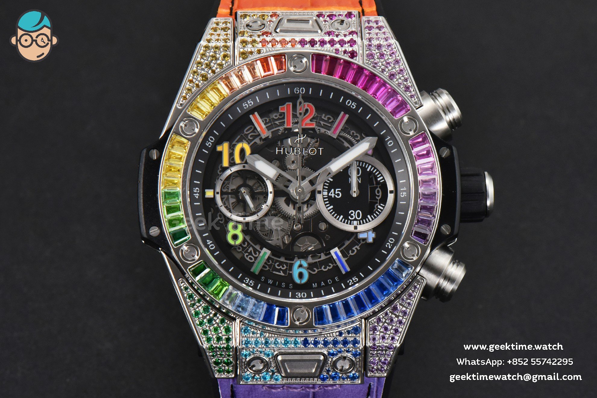 Big Bang Unico Rainbow King RG Diamond 45mm ZF skelettiert, Regenbogen-Gummiarmband A1280 - Image 3