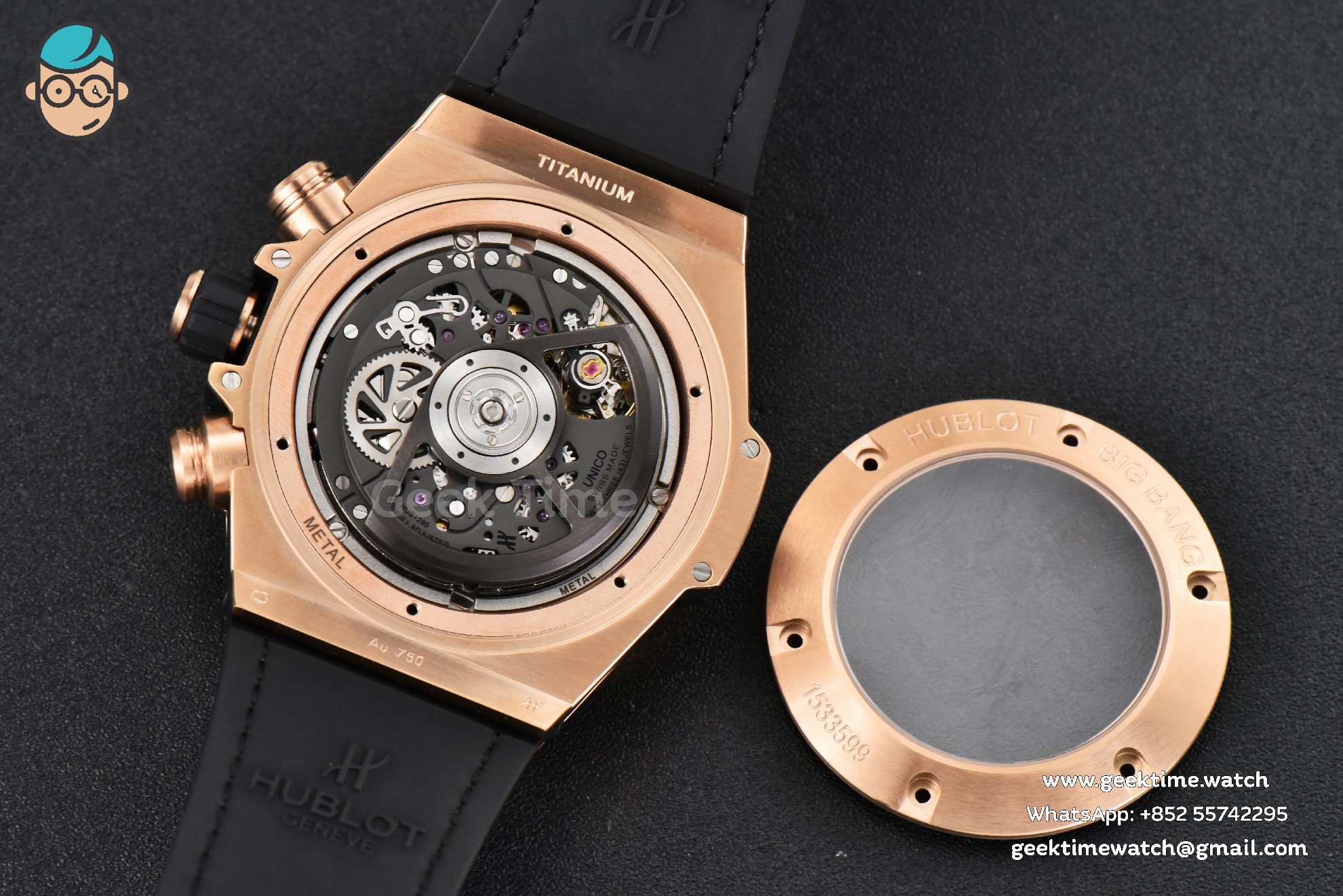 Big Bang Unico Rainbow King RG Diamond 45mm ZF skelettiert, Regenbogen-Gummiarmband A1280 - Image 15