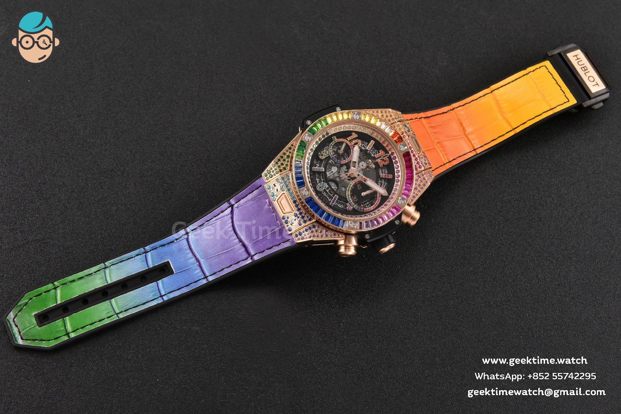 Big Bang Unico Rainbow King RG Diamond 45mm ZF skelettiert, Regenbogen-Gummiarmband A1280 - Image 32