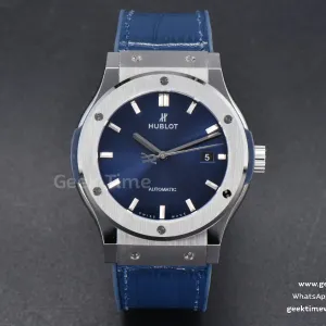 Classic Fusion 42mm SS JJ+F blaues Zifferblatt blaues Lederarmband A1110
