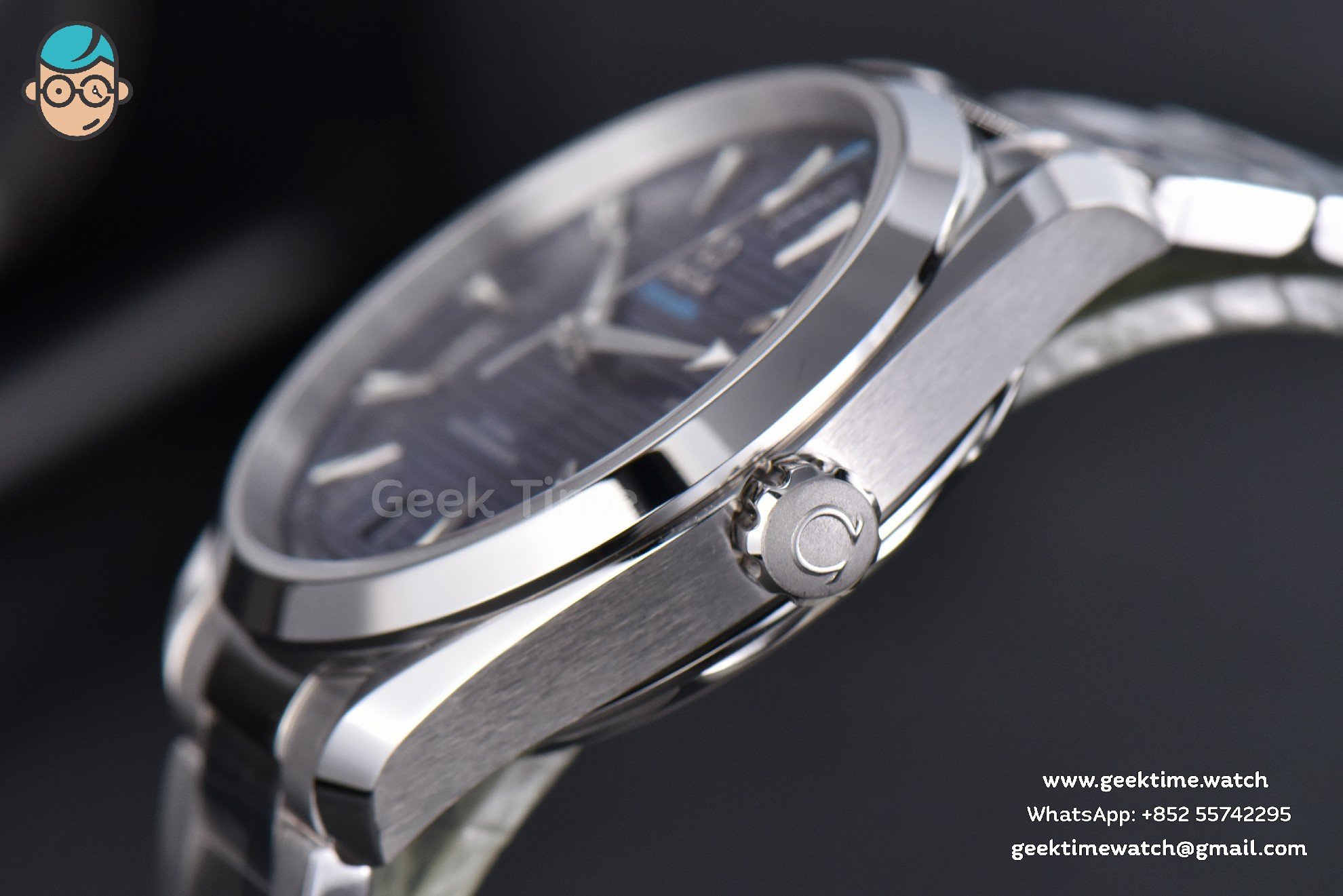 Aqua Terra 150M VSF 41mm quadrante blu scuro lancetta argento indici argento bracciale SS A8900 - Image 8