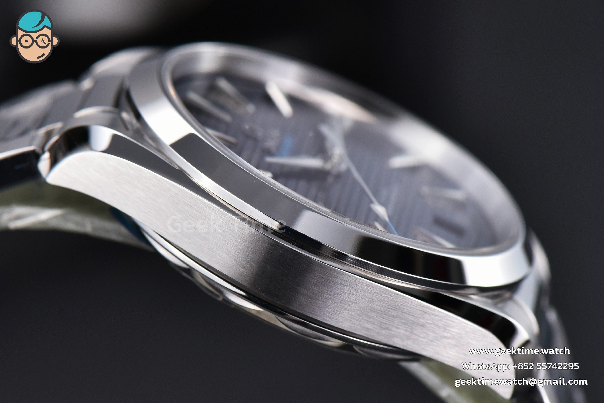 Aqua Terra 150M VSF 41mm quadrante blu scuro lancetta argento indici argento bracciale SS A8900 - Image 9