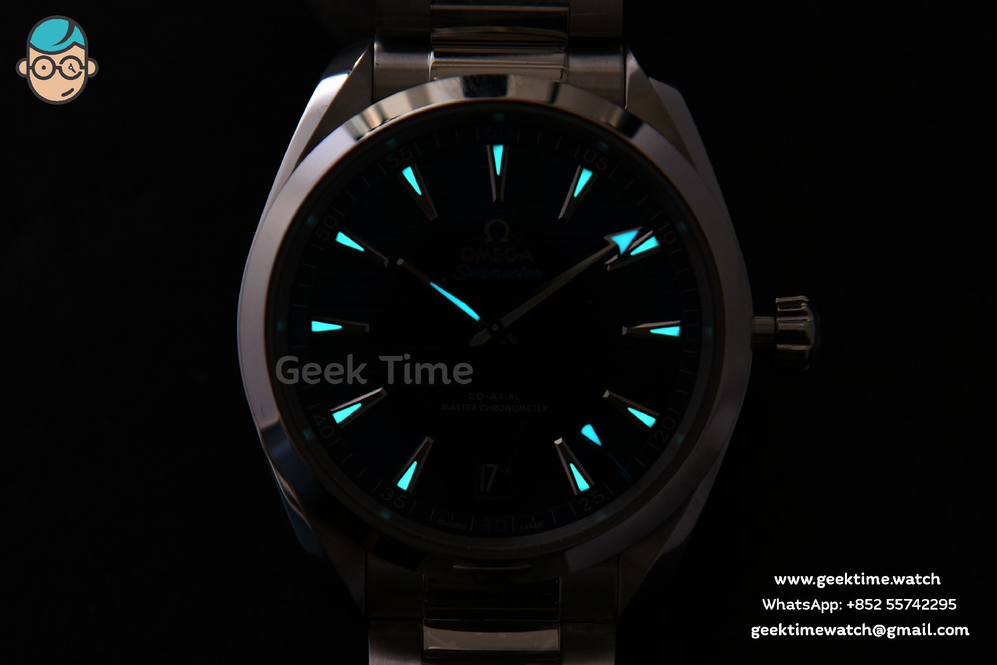 Aqua Terra 150M VSF 41mm quadrante blu scuro lancetta argento indici argento bracciale SS A8900 - Image 27