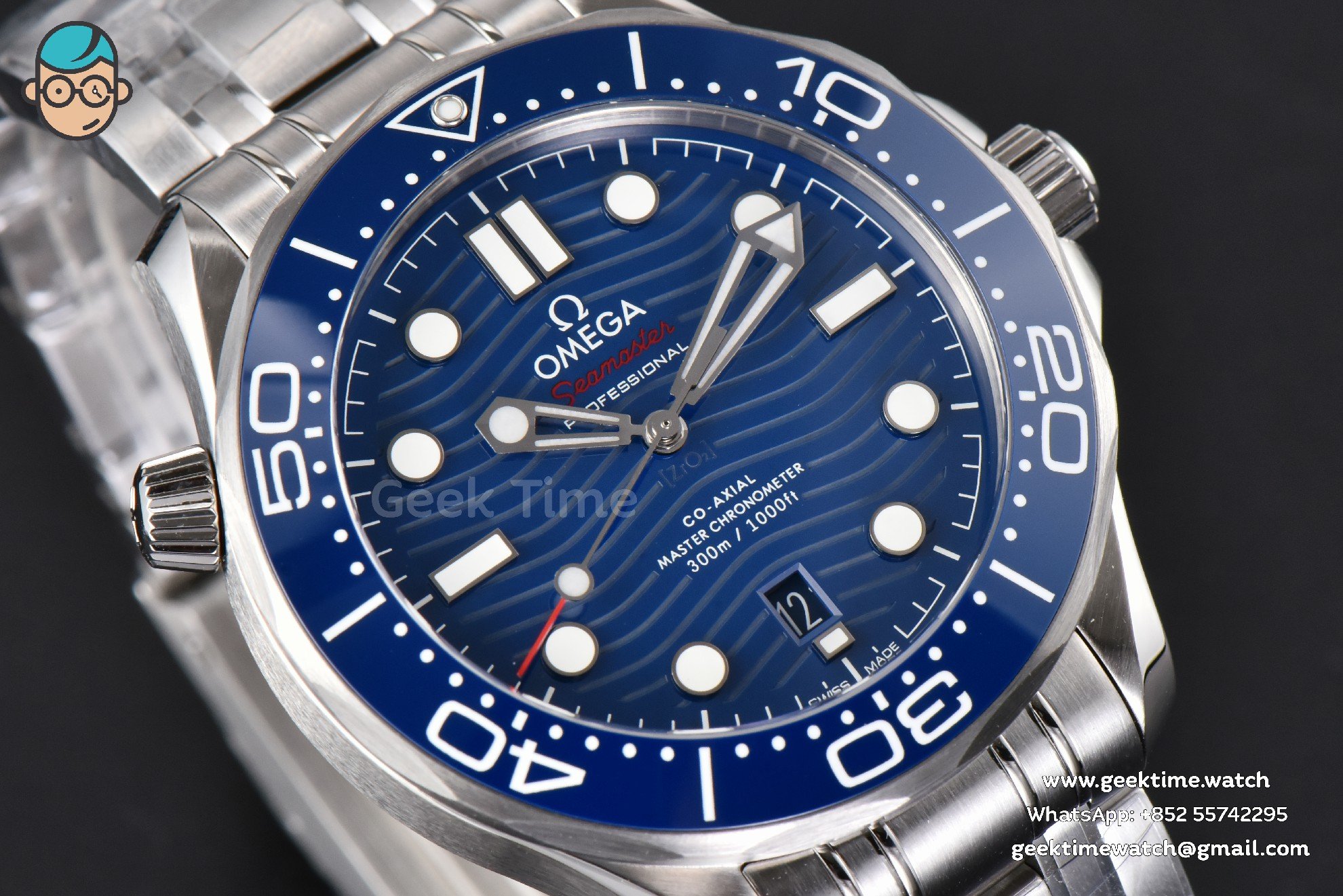 Seamaster Diver 300M 42mm ZF Blue Ceramic Blue Dial SS Bracelet A8800 - Image 9