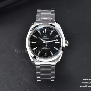Aqua Terra 150M VSF 41mm quadrante nero lancetta argento indici argento bracciale SS A8900