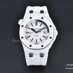 Royal Oak Offshore Diver 15707 42mm ZF White Ceramic White Dial Rubber Strap A3120