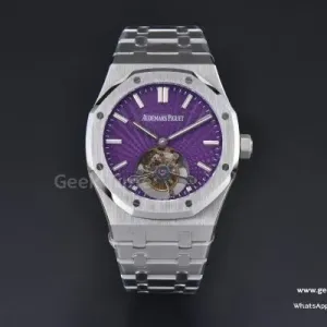 Royal Oak Tourbillon 41mm R8F SS Purple Dial SS Bracelet Flying Tourb V2