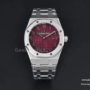 Royal Oak Ladies 67650ST 33mm ZF SS quadrante rosso con numeri arabi bracciale SS Quartz