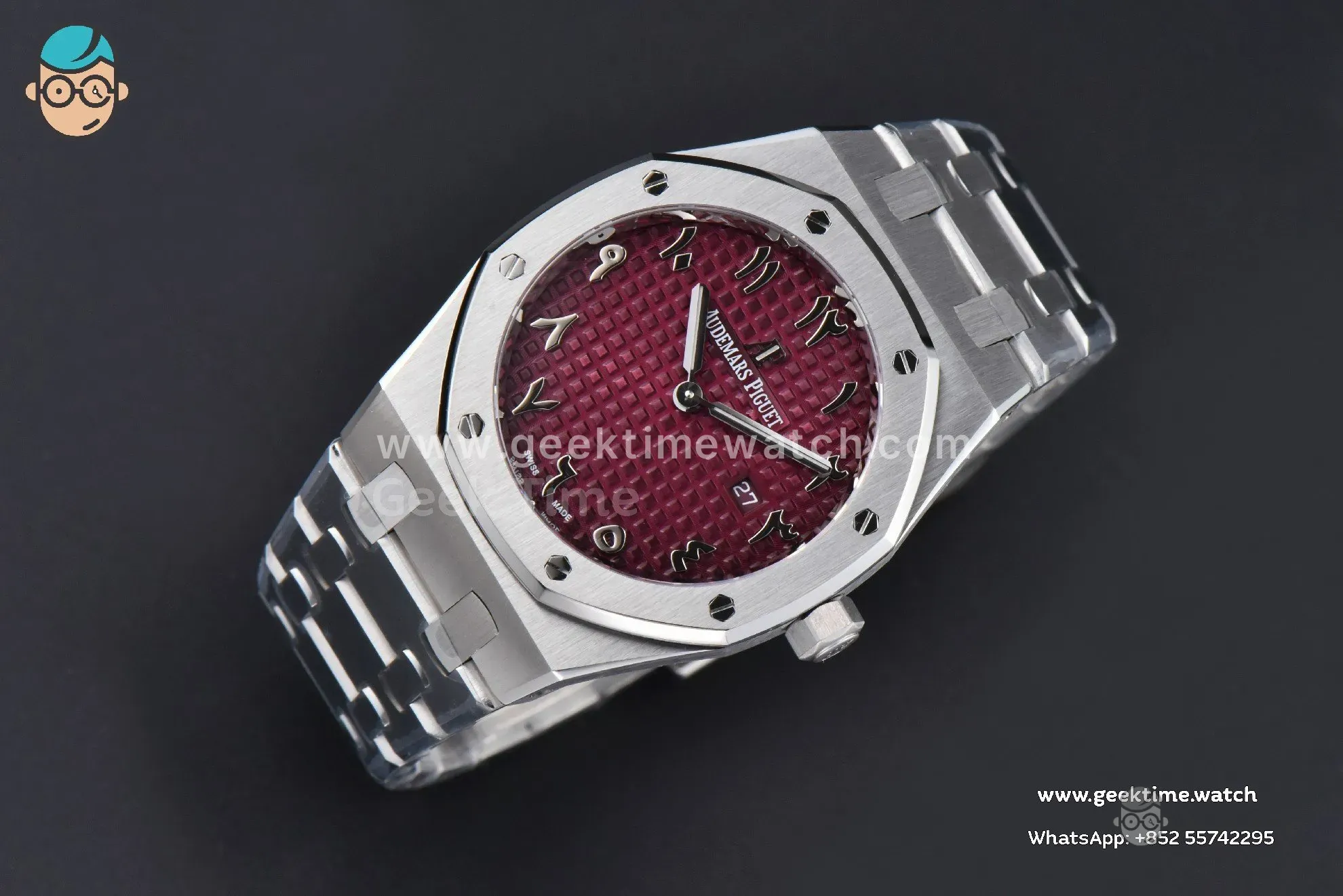 Royal Oak Ladies 67650ST 33mm ZF SS esfera roja con números arábigos brazalete SS Quartz - Image 10