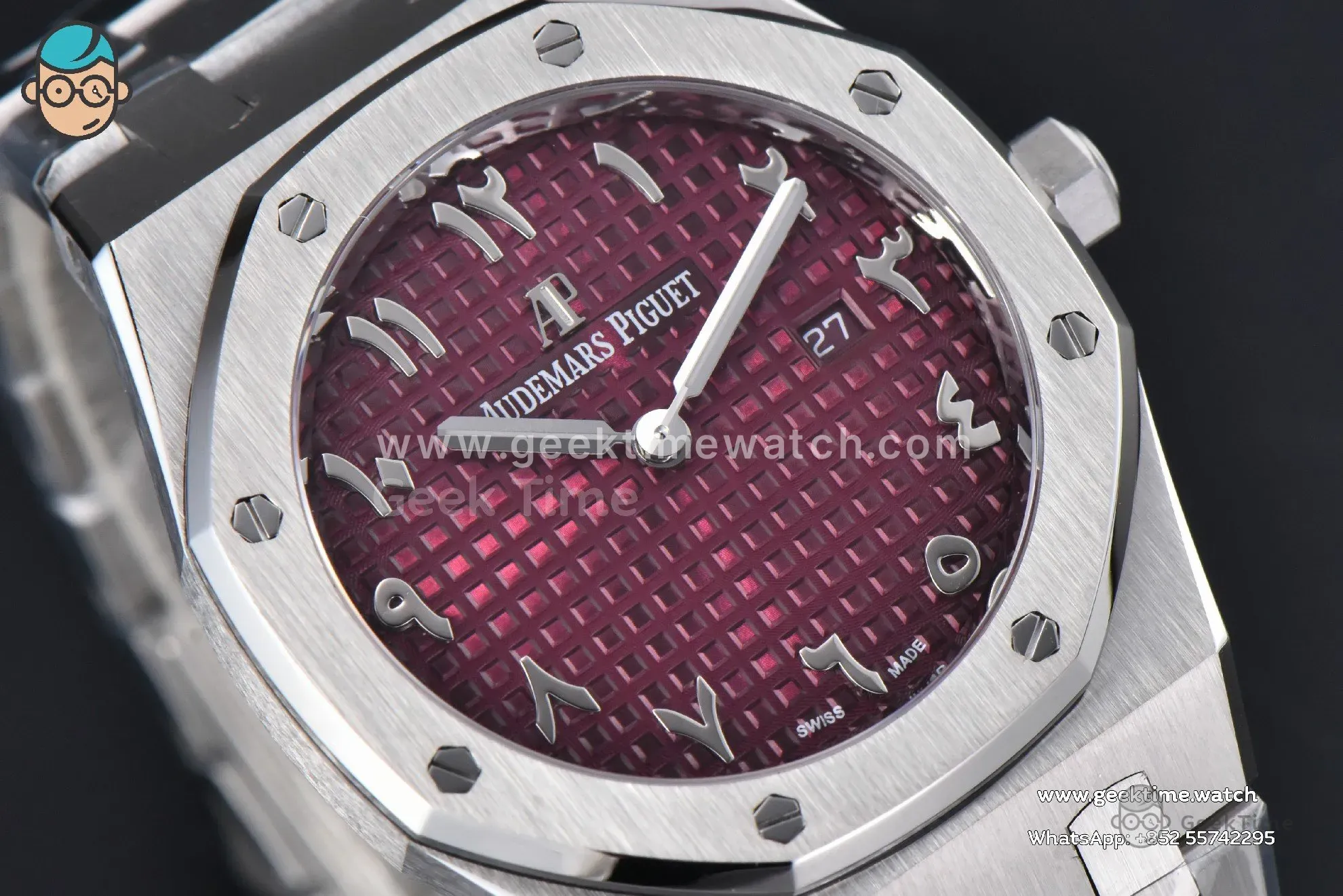 Royal Oak Ladies 67650ST 33mm ZF SS esfera roja con números arábigos brazalete SS Quartz - Image 4