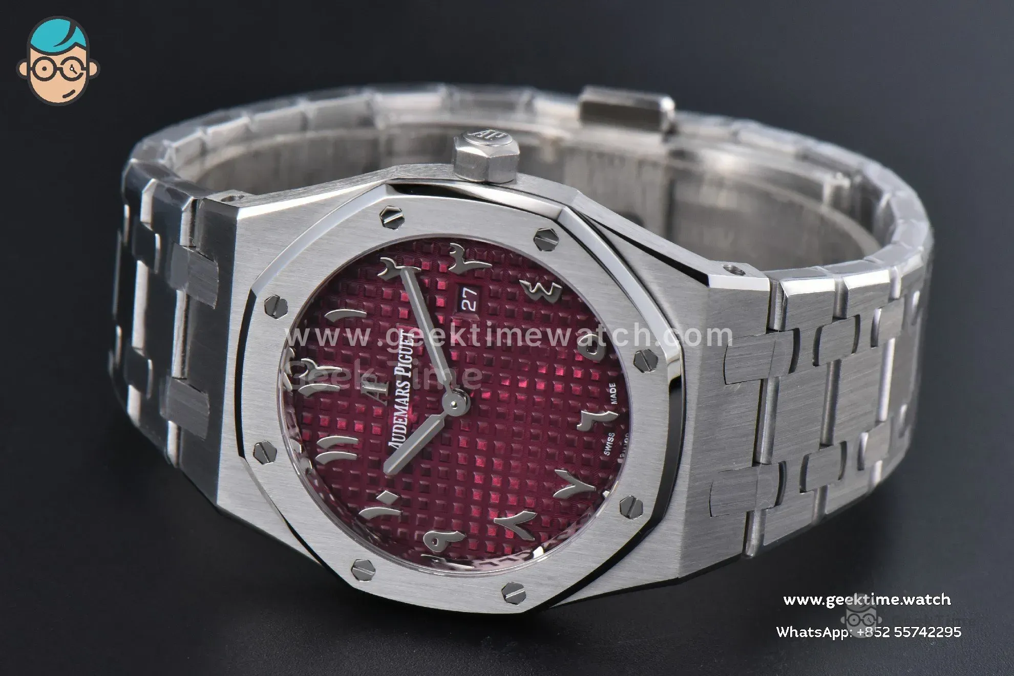 Royal Oak Ladies 67650ST 33mm ZF SS esfera roja con números arábigos brazalete SS Quartz - Image 14