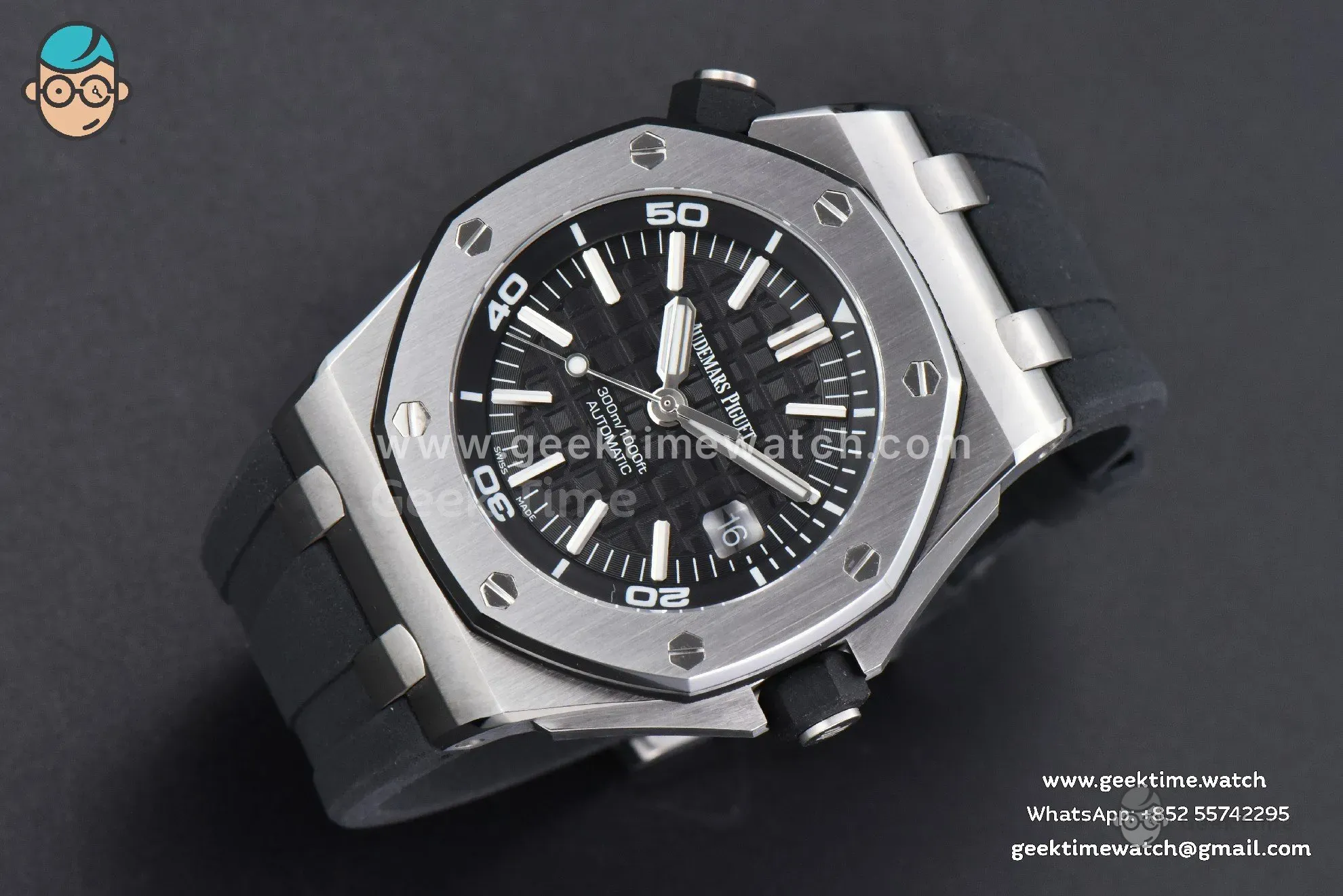 Royal Oak Offshore Diver 15703 42mm GF Black Dial Black Rubber Strap A2824 - Image 10