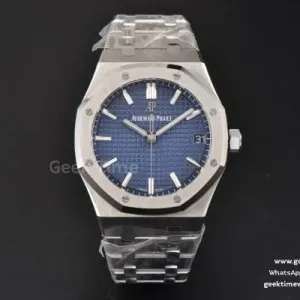 Royal Oak 15500 41mm ZF cadran texturé bleu bracelet SS A4302 Super Clone