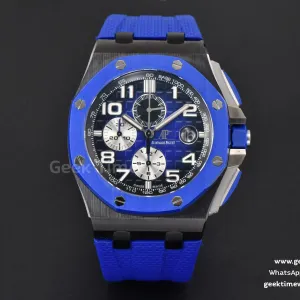 Royal Oak Offshore 26405 44mm RSF céramique cadran bleu compteur argenté bracelet caoutchouc bleu A3126