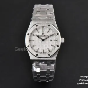 Royal Oak Ladies 33mm 8F esfera blanca brazalete SS Swiss Quartz