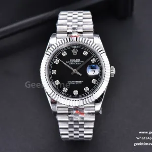 DateJust 41mm SS GMF quadrante nero indice diamantato lunetta zigrinata bracciale Jubilee VR3235