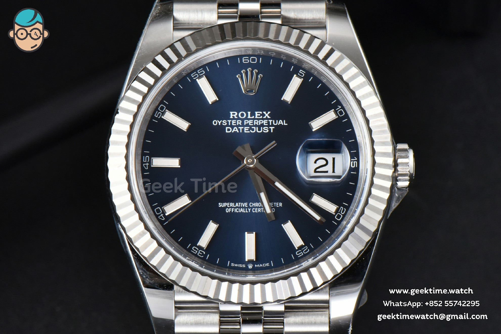DateJust 41mm 126334 Clean CF quadrante blu indice luminescente bracciale Jubilee VR3235 - Image 3