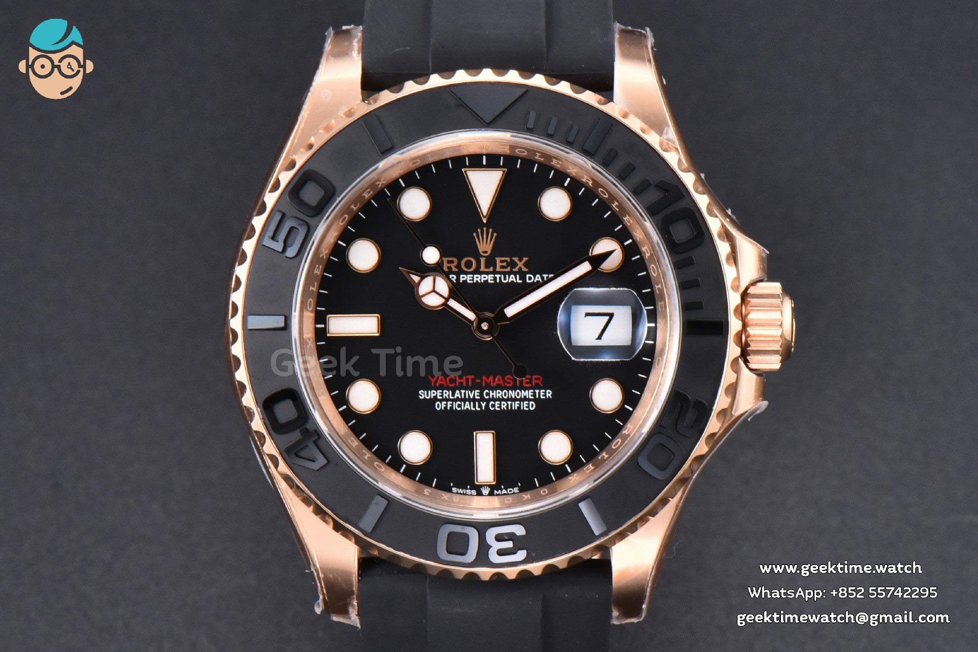 Yacht-Master 126655 904L 40mm RG Clean CF Ceramic Black Dial Oysterflex Strap VR3235 - Image 3