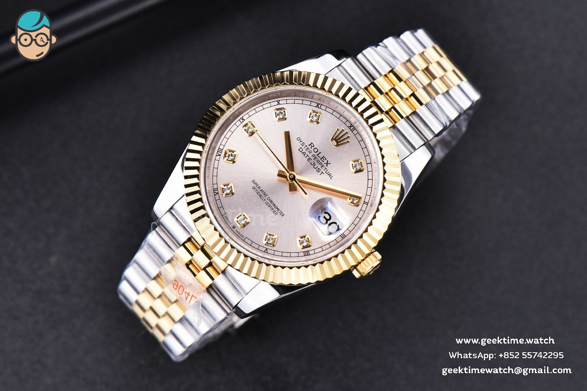 DateJust 41mm YG/SS GMF Silver Dial Diamond Marker Fluted Bezel Jubilee Bracelet VR3235 - Image 4