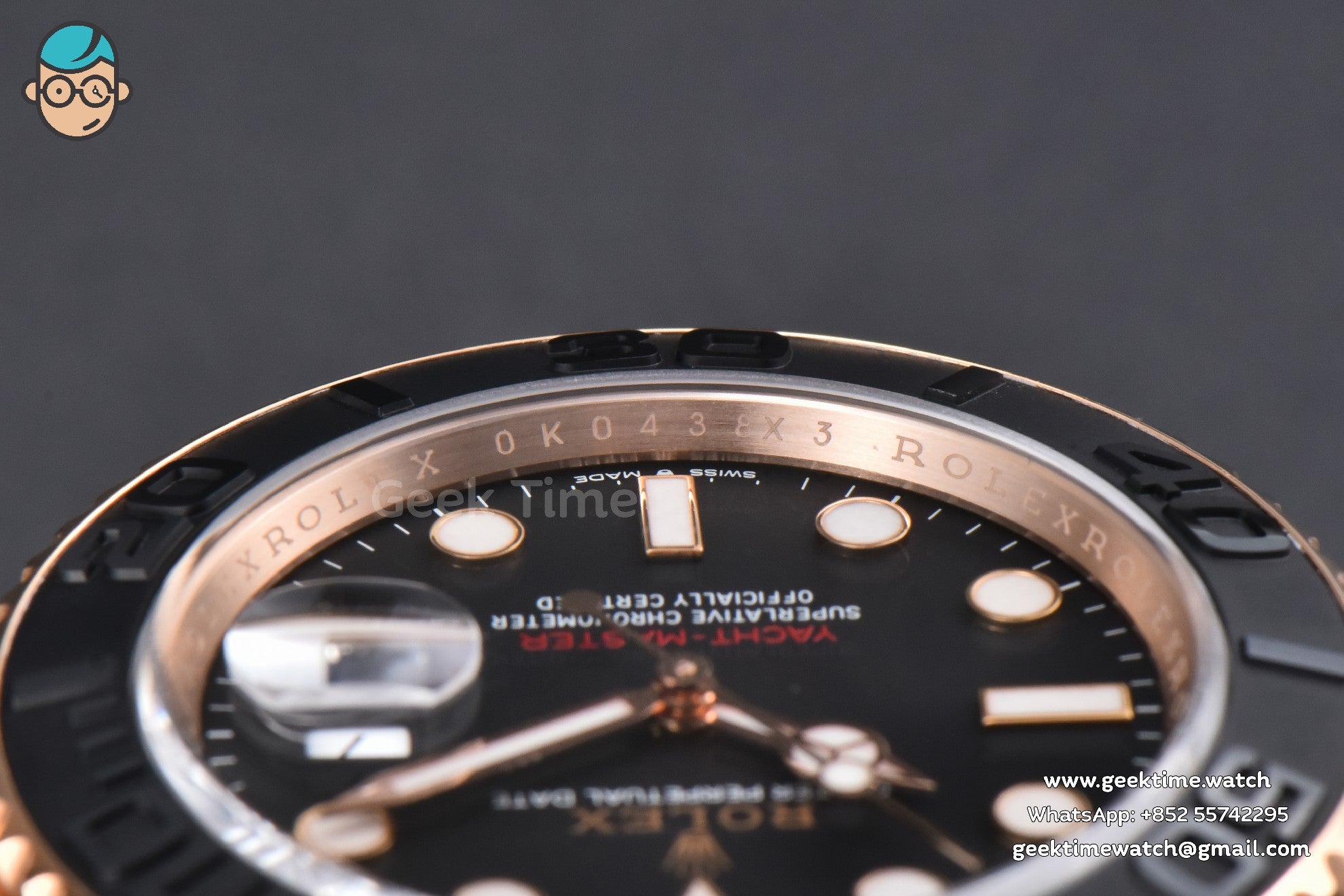 Yacht-Master 126655 904L 40mm RG Clean CF Ceramic Black Dial Oysterflex Strap VR3235 - Image 9