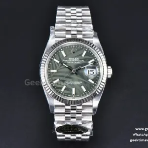 DateJust 36mm 126234 Clean CF quadrante verde Palm bracciale Jubilee VR3235