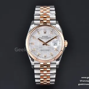 DateJust 36mm RG/SS VSF quadrante argento con motivo indice diamantato Jubilee VS3235