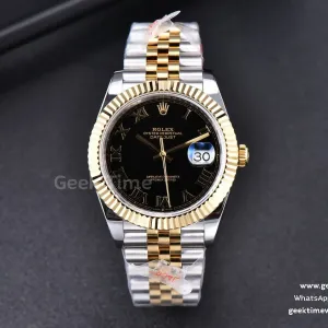 DateJust 41mm YG/SS GMF quadrante nero indice Roma lunetta zigrinata bracciale Jubilee VR3235