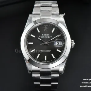 DateJust 41mm 126300 VSF lunetta liscia quadrante grigio bracciale Oyster VS3235