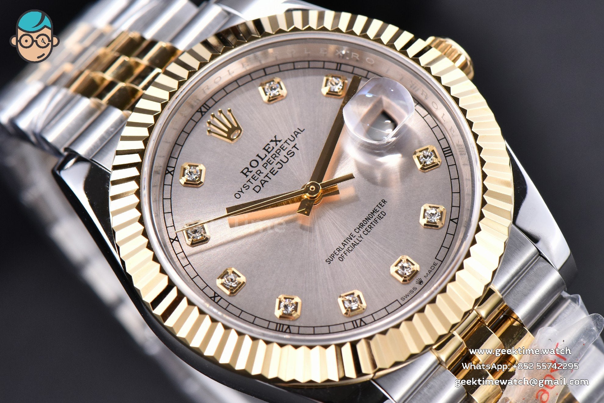 DateJust 41mm YG/SS GMF Silver Dial Diamond Marker Fluted Bezel Jubilee Bracelet VR3235 - Image 12