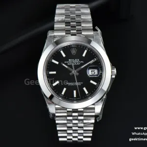 DateJust 41mm 126300 VSF lunetta liscia quadrante nero bracciale Jubilee VS3235