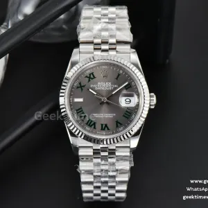DateJust 36mm BPF esfera gris Wimbledon índices Roma verdes brazalete Jubilee A2824