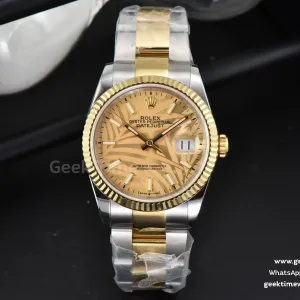 DateJust 36mm RG/SS EWF quadrante argento Palm bracciale Oyster A3235