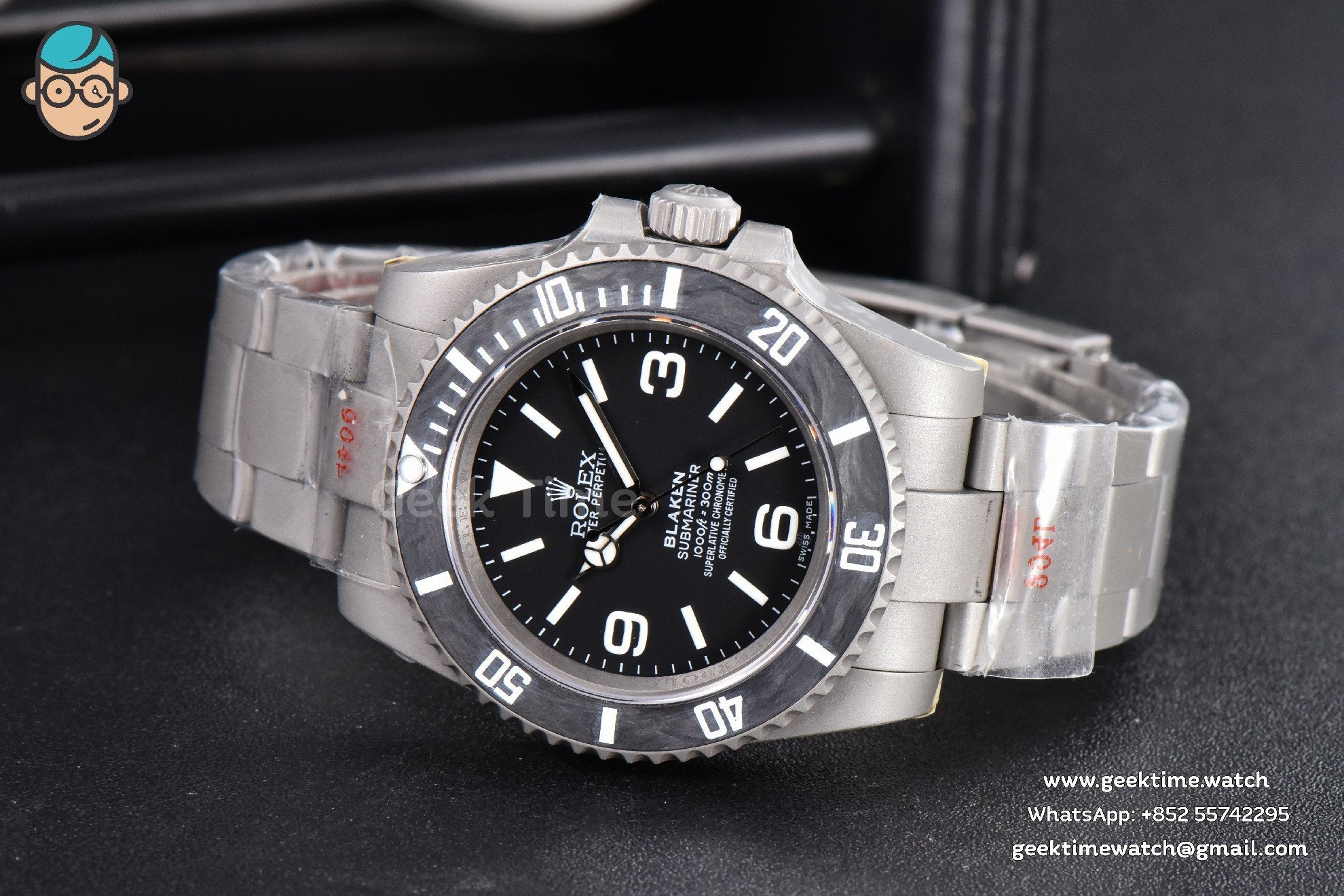 Submariner DIW Sandblasted VSF 40mm Black Carbon Dial SS Bracelet VS3135 - Image 14