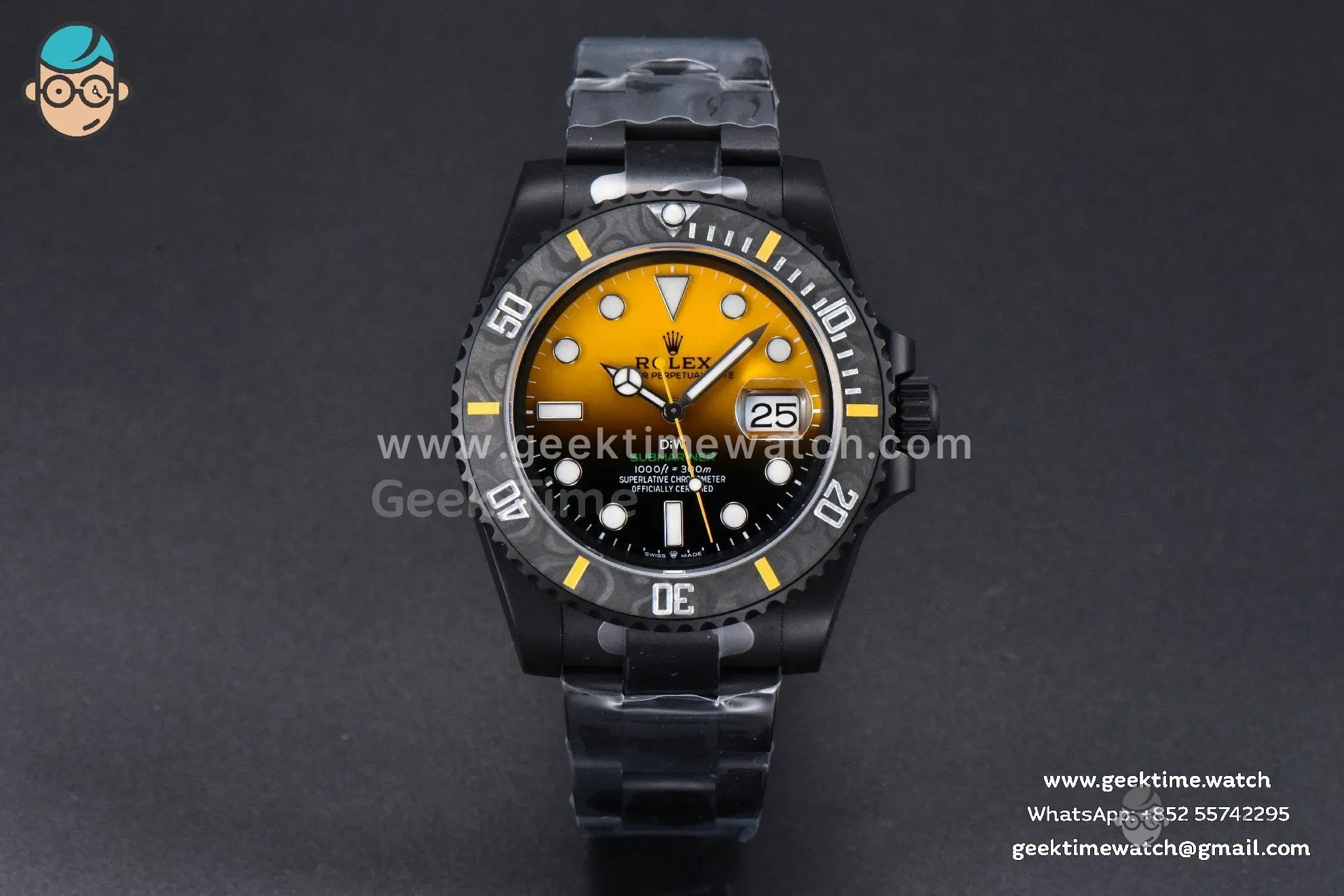 Submariner DIW DLC VSF 41mm Yellow Gradient Dial SS Bracelet VS3135