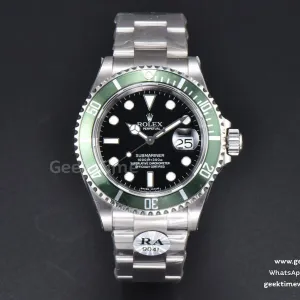 Submariner 16610 LV Green Bezel 904L 40mm RAF SS Bracelet SH3135 No Rehaut