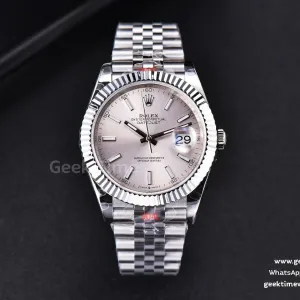 DateJust 41mm SS GMF quadrante argento indice luminescente lunetta zigrinata bracciale Jubilee VR3235
