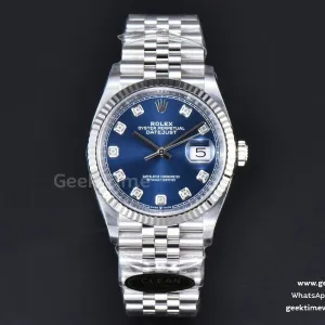 DateJust 36mm 126234 Clean CF quadrante blu indice diamantato bracciale Jubilee VR3235