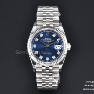 DateJust 36mm 904L VSF quadrante blu indice diamantato Jubilee VS3235