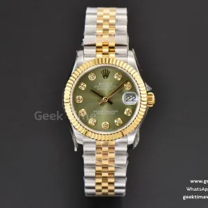 DateJust 31mm Ladies 904L YG/SS WF quadrante verde indice diamantato bracciale Jubilee A2671