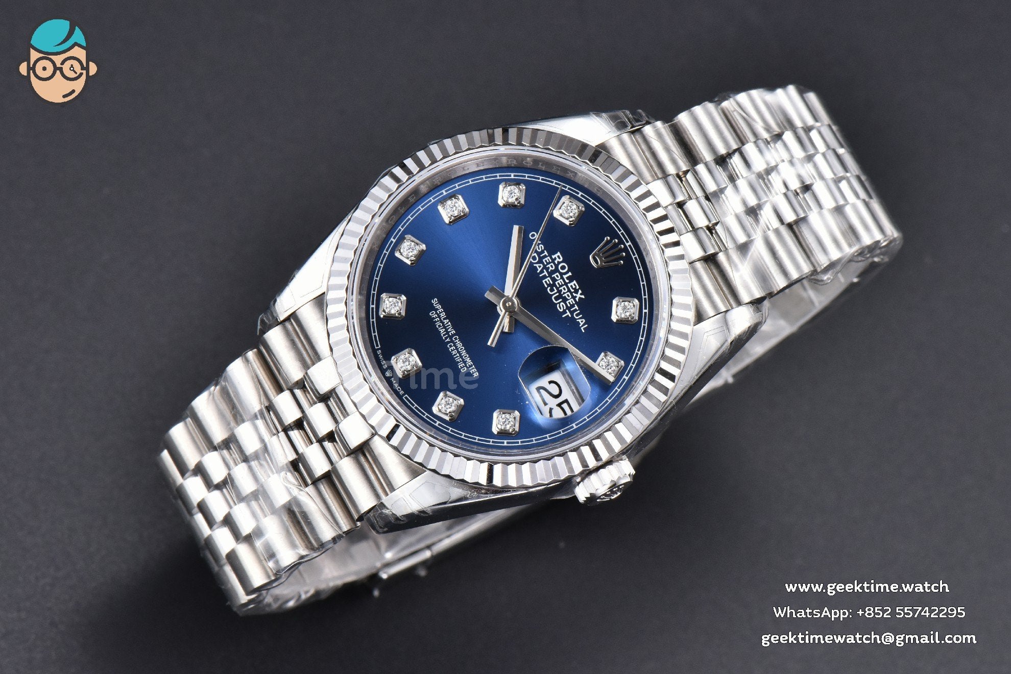 DateJust 36mm 904L VSF Blue Dial Diamond Marker Jubilee VS3235 - Image 4
