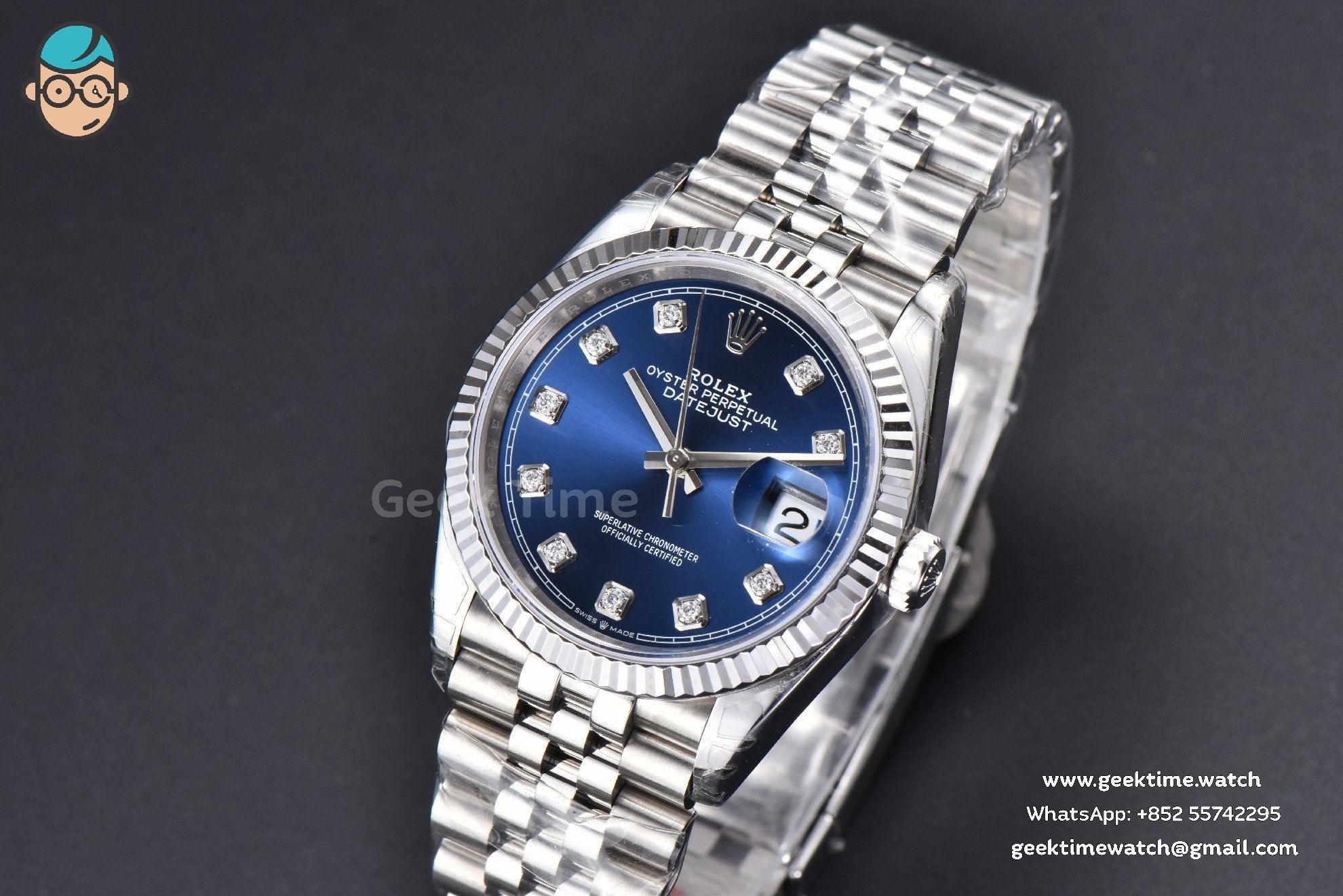 DateJust 36mm 904L VSF Blue Dial Diamond Marker Jubilee VS3235 - Image 2