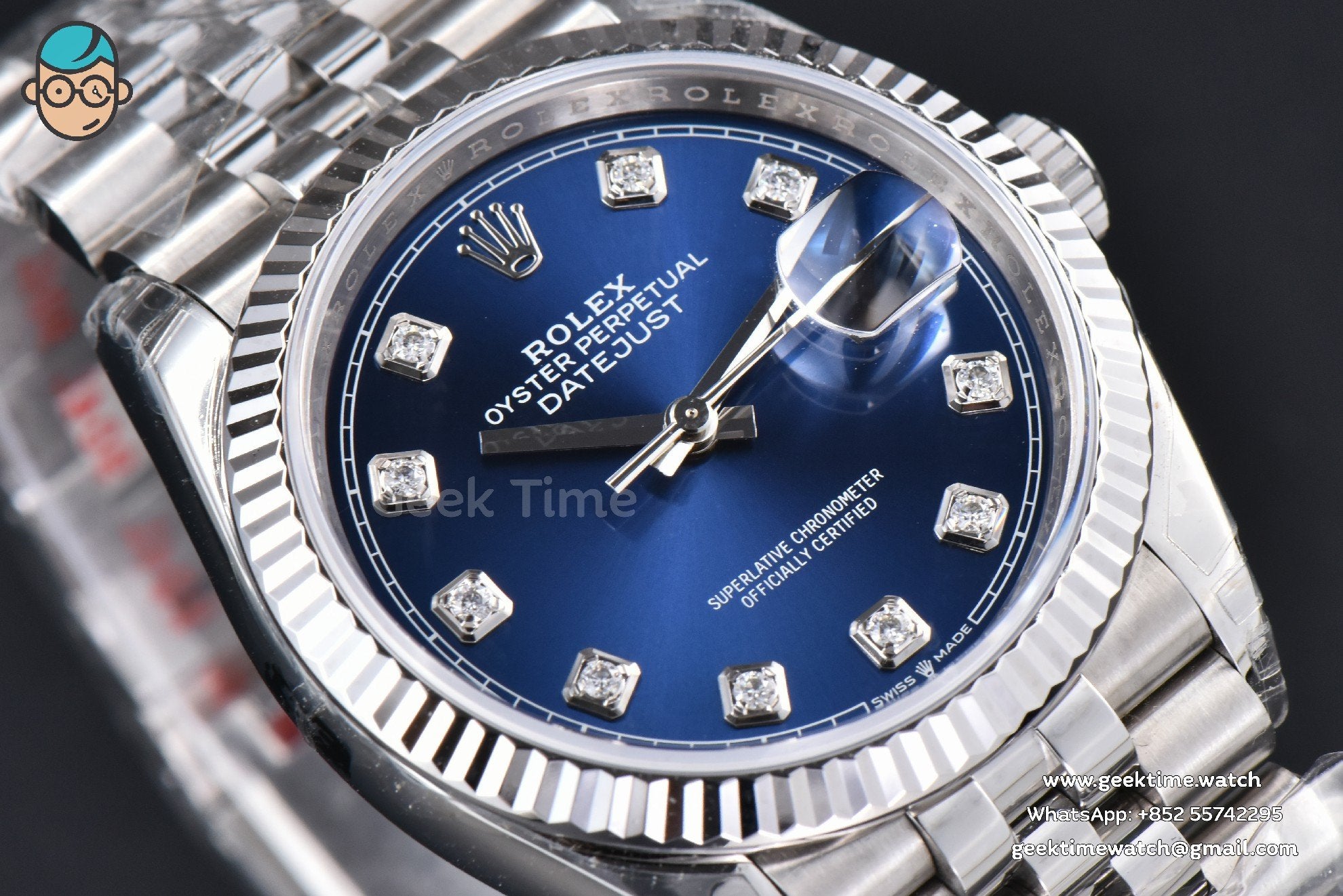 DateJust 36mm 904L VSF Blue Dial Diamond Marker Jubilee VS3235 - Image 14
