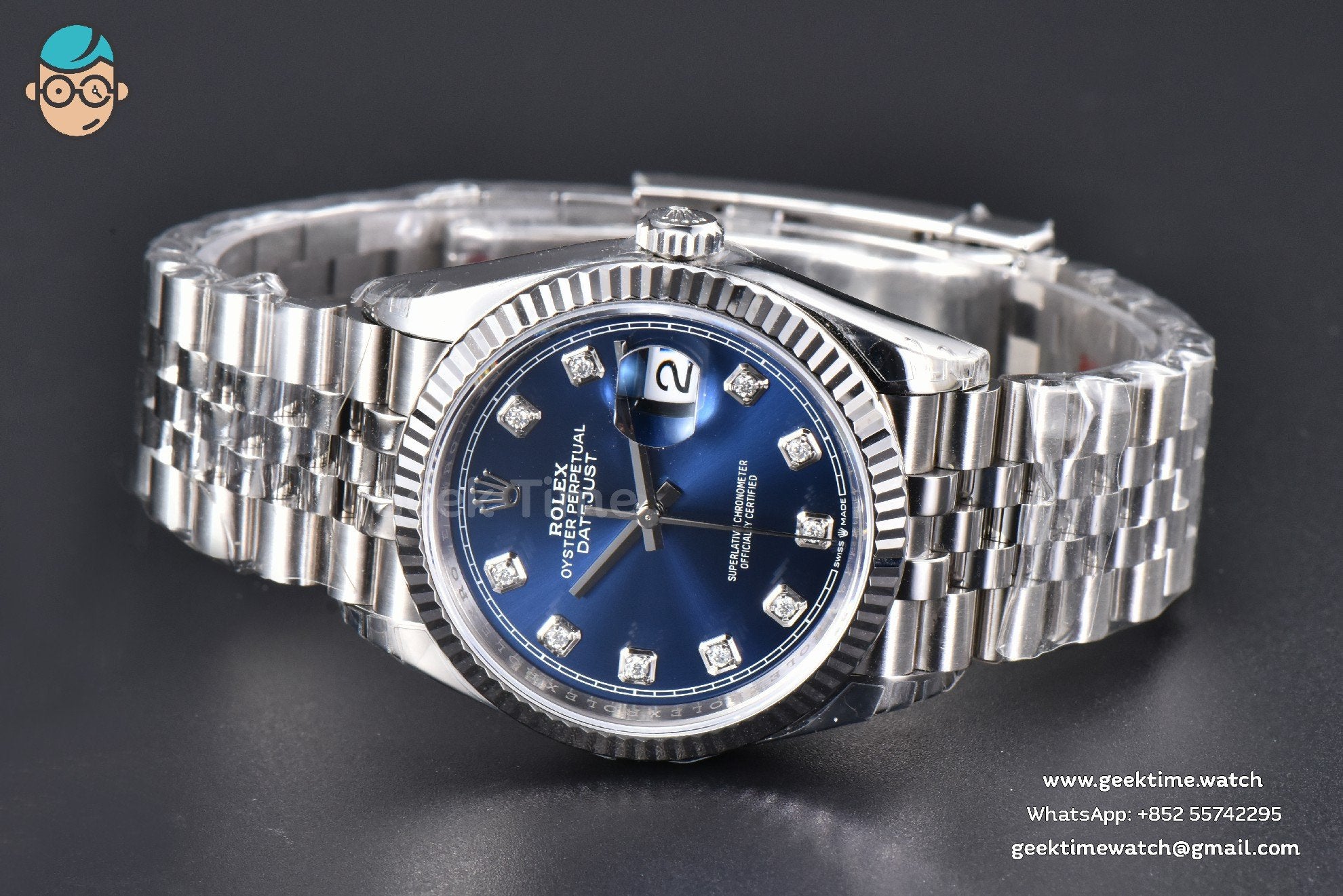 DateJust 36mm 904L VSF Blue Dial Diamond Marker Jubilee VS3235 - Image 15