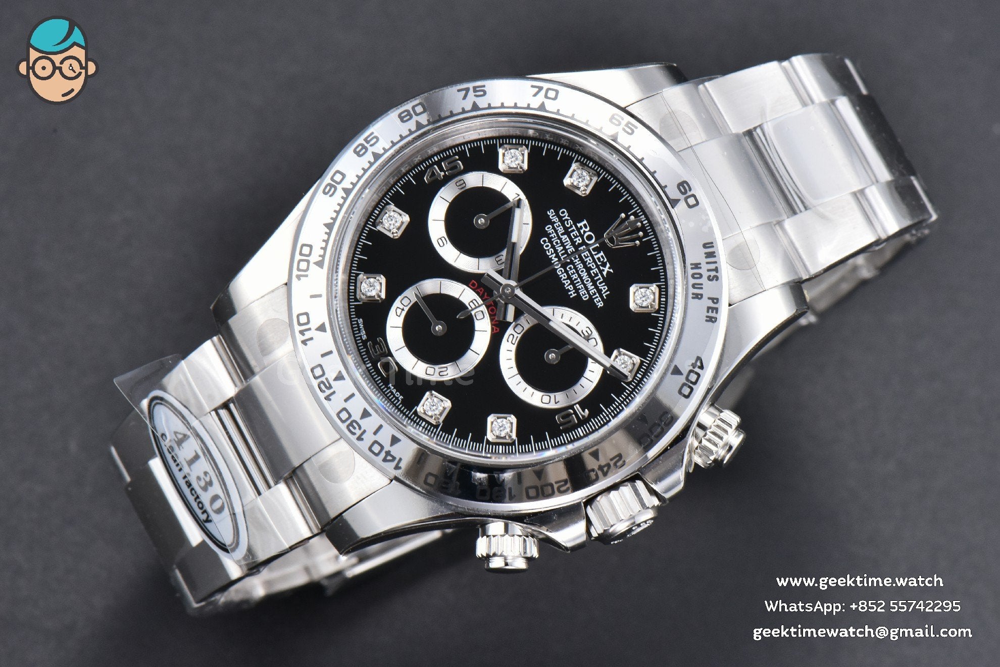 Daytona 116509 SS Clean CF quadrante nero indice diamantato bracciale SS A4130 - Image 4