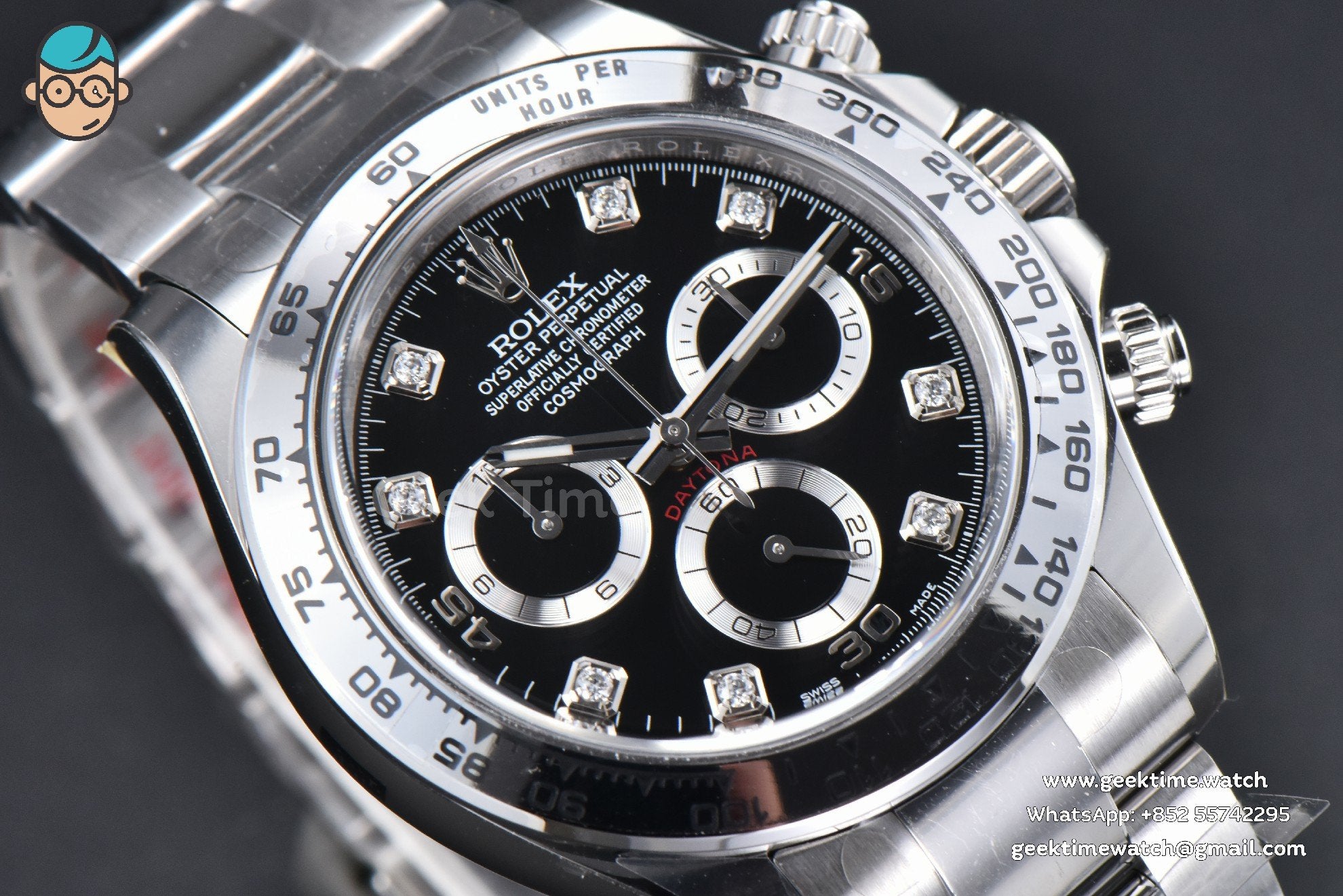 Daytona 116509 SS Clean CF quadrante nero indice diamantato bracciale SS A4130 - Image 12