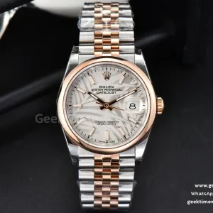 DateJust 36mm RG/SS BPF lunetta liscia quadrante argento Palm bracciale Jubilee A2824