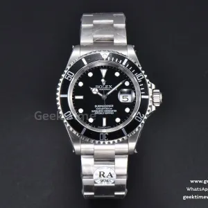 Submariner 16610 LN Black Bezel 904L 40mm RAF SS Bracelet SH3135 No Rehaut